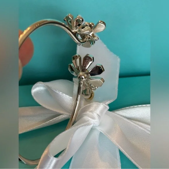 Tiffany And Co. 18K Yellow Gold & 925 Silver Love Bug Bangle bracelet - Picture 6 of 7